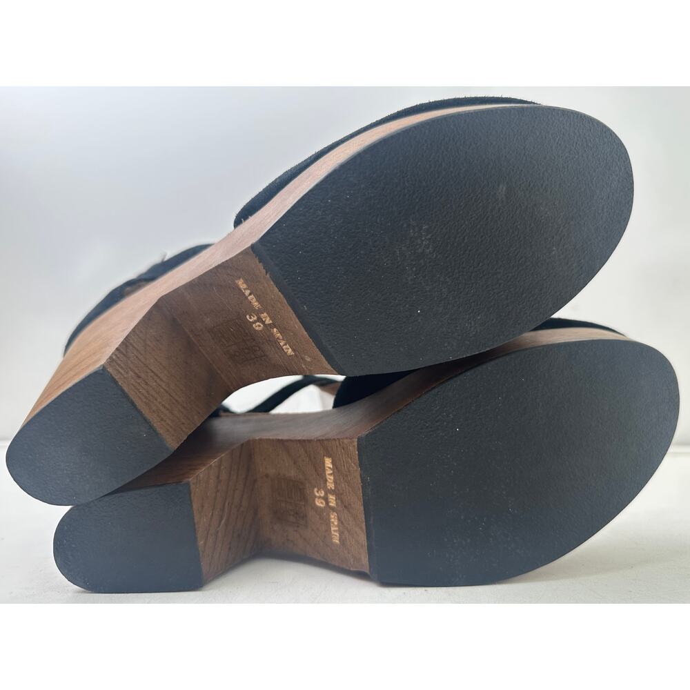 Free People Black Suede Cedar Platform Wood Clogs Women's Sz 39 - Picture 10 of 10